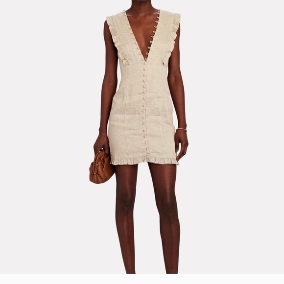Chic Beige Sleeveless Mini Dress - Picture 1 of 2